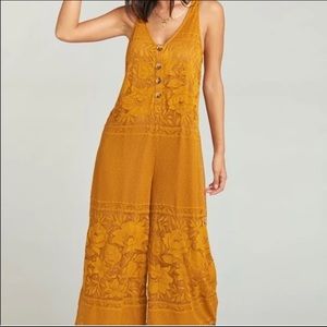 Show Me Your Mumu Yellow Lace Jumpsuit Like New